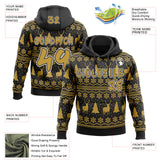 Custom Black Old Gold-White Ugly Christmas Sweater Pullover Sweatshirt Hoodie