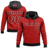 Custom Red Black-White Christmas Snowflakes Pullover Sweatshirt Hoodie