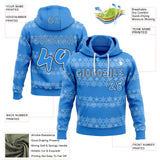 Custom Powder Blue White-Black Christmas Snowflakes Pullover Sweatshirt Hoodie