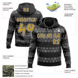 Custom Black Old Gold-White Christmas Snowflakes Pullover Sweatshirt Hoodie