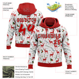 Custom White Red-Black Ugly Christmas Sweater Reindeer Pullover Sweatshirt Hoodie
