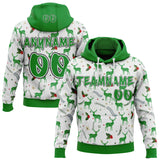 Custom White Grass Green-Black Ugly Christmas Sweater Reindeer Pullover Sweatshirt Hoodie