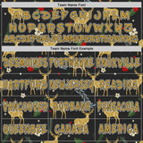 Custom Black Old Gold-White Ugly Christmas Sweater Reindeer Pullover Sweatshirt Hoodie