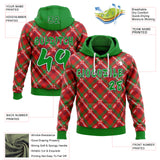 Custom Red Grass Green White-Black Christmas Plaid Checkered Pattern Pullover Sweatshirt Hoodie