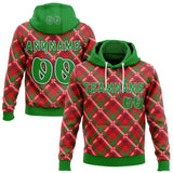 Custom Red Grass Green White-Black Christmas Plaid Checkered Pattern Pullover Sweatshirt Hoodie