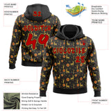 Custom Black Red-Old Gold Ugly Christmas Sweater Reindeer Pullover Sweatshirt Hoodie