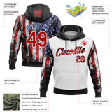 Custom Stitched White Red Black USA Flag-Royal Patriotic Pullover Sweatshirt Hoodie