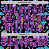 Custom Stitched Black Purple-Pink Magic Mushrooms Psychedelic Hallucination 3D Pattern Pullover Sweatshirt Hoodie