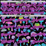 Custom Stitched Black Purple-Pink Magic Mushrooms Psychedelic Hallucination 3D Pattern Pullover Sweatshirt Hoodie