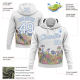 Custom Stitched White-Light Blue Magic Mushrooms Psychedelic Hallucination 3D Pattern Pullover Sweatshirt Hoodie