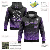 Custom Stitched Black Purple-White Abstract Colorful Glittering Dot 3D Pattern Pullover Sweatshirt Hoodie