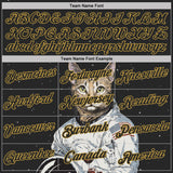 Custom Stitched Black-Old Gold Cat Astronaut Space Galaxy 3D Pattern Pullover Sweatshirt Hoodie