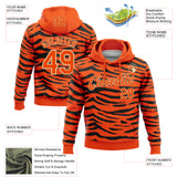 Custom Stitched Orange Black-Cream Tiger Print 3D Pattern Pullover Sweatshirt Hoodie