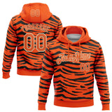 Custom Stitched Orange Black-Cream Tiger Print 3D Pattern Pullover Sweatshirt Hoodie