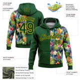 Custom Stitched Green-Yellow Tropical Pineapple Hawaiian Floral Pullover Sweatshirt Hoodie