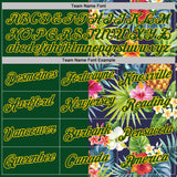 Custom Stitched Green-Yellow Tropical Pineapple Hawaiian Floral Pullover Sweatshirt Hoodie