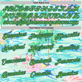 Custom Stitched Ice Blue Aurora Green-Royal Beach Hawaii Palm Trees And Flamingo Pullover Sweatshirt Hoodie