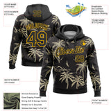 Custom Stitched Black-Gold Hawaii Palm Trees Island And Sailboat Pullover Sweatshirt Hoodie