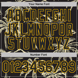 Custom Stitched Black-Gold Hawaii Palm Trees Island And Sailboat Pullover Sweatshirt Hoodie