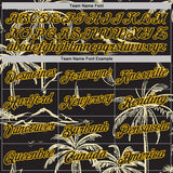 Custom Stitched Black-Gold Hawaii Palm Trees Island And Sailboat Pullover Sweatshirt Hoodie