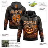 Custom Black Texas Orange-White Spooky Halloween Pumpkin Patch Pullover Sweatshirt Hoodie