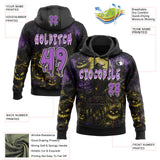 Custom Black Medium Purple-White Spooky Halloween Pumpkin Patch Pullover Sweatshirt Hoodie