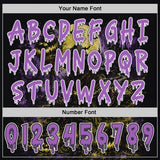 Custom Black Medium Purple-White Spooky Halloween Pumpkin Patch Pullover Sweatshirt Hoodie