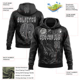 Custom Black Steel Gray-White Halloween Grim Reaper Pullover Sweatshirt Hoodie