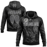 Custom Black Steel Gray-White Halloween Grim Reaper Pullover Sweatshirt Hoodie