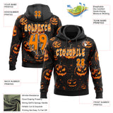 Custom Black Bay Orange-White Spooky Halloween Pumpkins Pullover Sweatshirt Hoodie