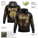 Custom Black Old Gold-White Spooky Halloween Zombie Hand Pullover Sweatshirt Hoodie