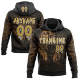 Custom Black Old Gold-White Spooky Halloween Zombie Hand Pullover Sweatshirt Hoodie
