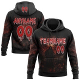 Custom Black Red-White Spooky Halloween Grim Reaper Pullover Sweatshirt Hoodie