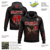 Custom Black Red-White Halloween Gothic Demon Castle Pullover Sweatshirt Hoodie