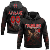 Custom Black Red-White Halloween Gothic Demon Castle Pullover Sweatshirt Hoodie