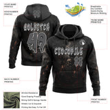 Custom Black Steel Gray-White Spooky Halloween Skulls Pullover Sweatshirt Hoodie