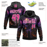 Custom Black Pink Purple-White Halloween Gothic Castle Grim Reaper Pullover Sweatshirt Hoodie