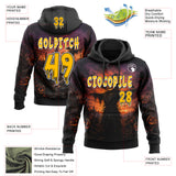 Custom Black Gold Orange-White Halloween Scary Scarecrow Pullover Sweatshirt Hoodie