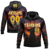 Custom Black Gold Orange-White Halloween Scary Scarecrow Pullover Sweatshirt Hoodie
