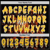 Custom Black Gold Orange-White Halloween Flaming Pumpkin Splatter Pullover Sweatshirt Hoodie
