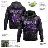 Custom Black Purple-White Halloween Gothic Spiderweb Splatter Pullover Sweatshirt Hoodie