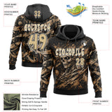 Custom Black Vegas Gold-White Spooky Halloween Mummy Skull Pullover Sweatshirt Hoodie
