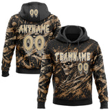 Custom Black Vegas Gold-White Spooky Halloween Mummy Skull Pullover Sweatshirt Hoodie