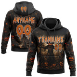 Custom Black Texas Orange-White Halloween Scary Scarecrow Pullover Sweatshirt Hoodie