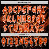 Custom Black Orange-White Halloween Flaming Pumpkin Splatter Pullover Sweatshirt Hoodie