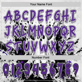 Custom Black Purple-White Spooky Halloween Ghost Splatter Pullover Sweatshirt Hoodie