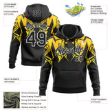 Custom Stitched Black Yellow-White Sportswear Abstract Pullover Sweatshirt Hoodie