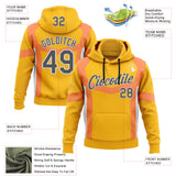 Custom Stitched Yellow Steel Gray Orange-White Sportswear Abstract Pullover Sweatshirt Hoodie