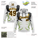 Custom Stitched White Brown Black Green-Yellow Sportswear Abstract Pullover Sweatshirt Hoodie