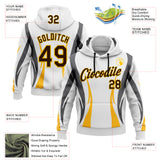 Custom Stitched White Brown Gray-Yellow Sportswear Abstract Pullover Sweatshirt Hoodie